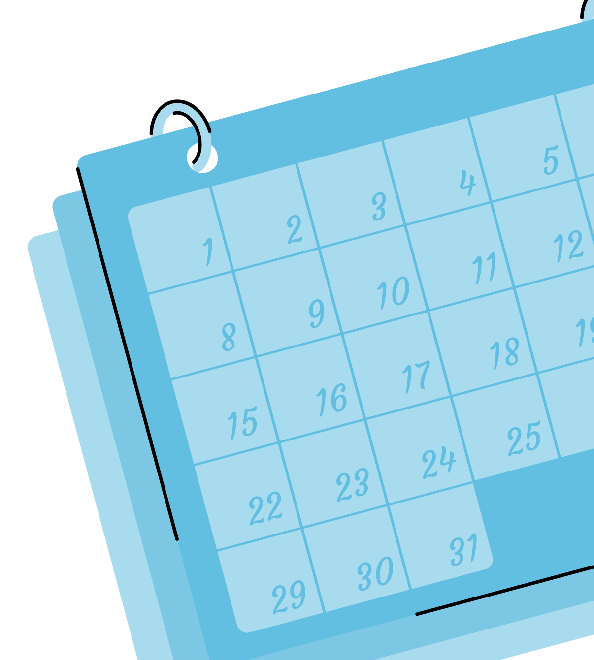 Un calendrier papier où l’on retrouve le mois en cours et les dates limites de télédéclarations fiscales.